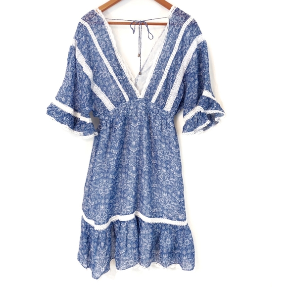 💙🌻🦋 NWT Love Sam Silk "Dream Floral" Dress XS 💙🌻🦋 - Picture 6 of 10